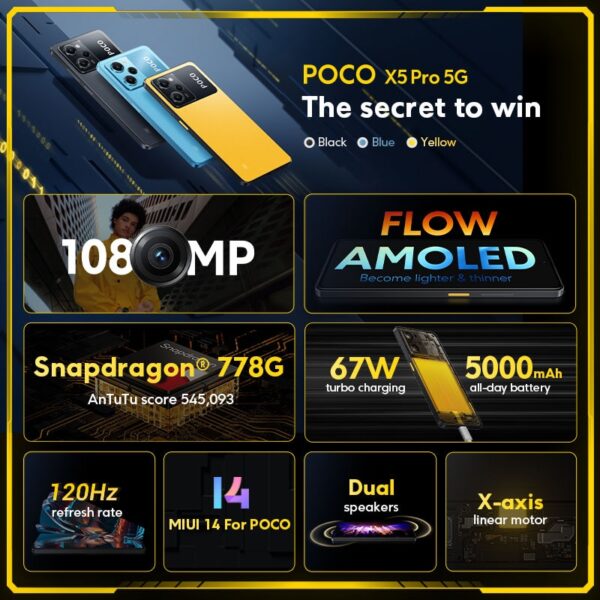 Global Version POCO X5 5G, 6GB 128GB 8GB 256GB, Original Brand New Sealed  EU Charger