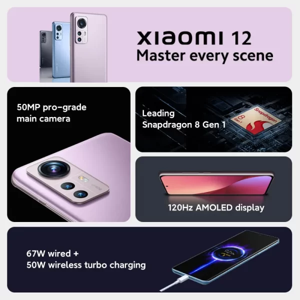 Global Version Xiaomi 12X 8GB+128GB/256GB Dual 5G Snapdragon 870 FHD+ 6.28  Dot Display 120Hz 50MP Camera 4500mAh 67W Charging