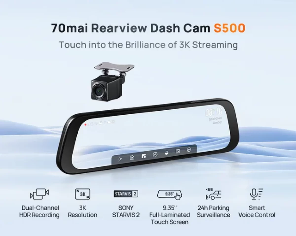 70Mai Smart Dash Cam 1S, Dash Cam Recorder Camcorder, 1080p, Parking  Monitor, STARVIS™ Night Vision, Wide Angle, G-Sensor, Loop Recording,  Motion Detection, App WiFi, Voice Control 